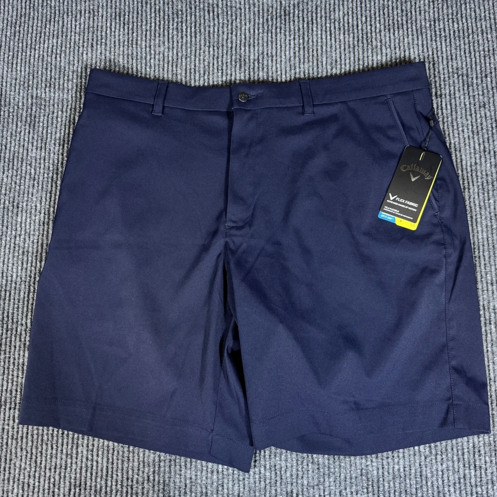 Callaway Flex Opti Dri Golf Chino Shorts 38 Navy Performance 9" 9 Inch Inseam